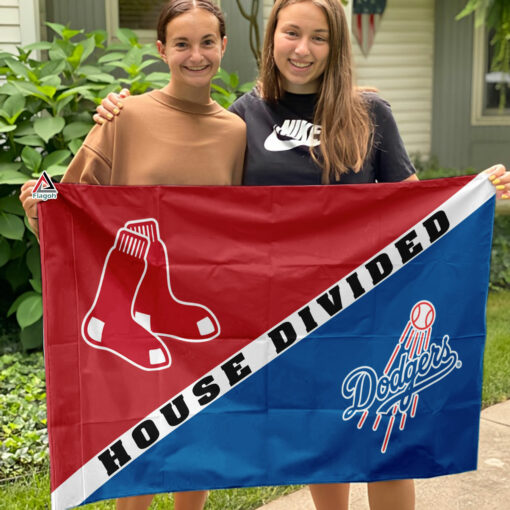 Red Sox vs Dodgers House Divided Flag, MLB House Divided Flag
