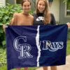 Rockies vs Rays House Divided Flag, MLB House Divided Flag