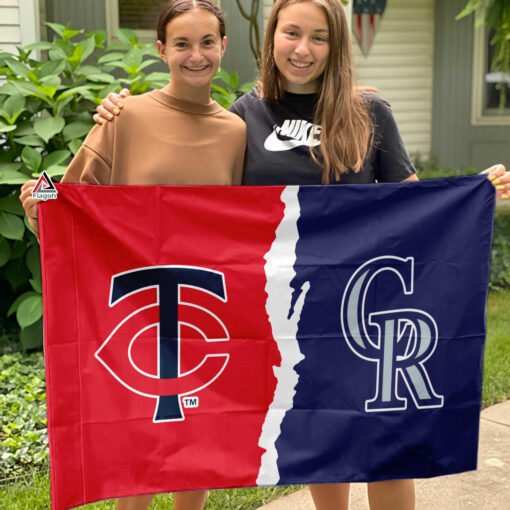 Twins vs Rockies House Divided Flag, MLB House Divided Flag