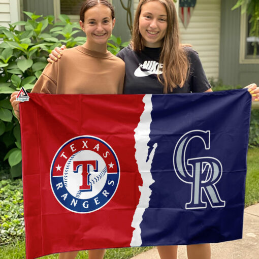 Rangers vs Rockies House Divided Flag, MLB House Divided Flag