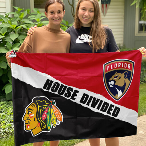 Panthers vs Blackhawks House Divided Flag, NHL House Divided Flag