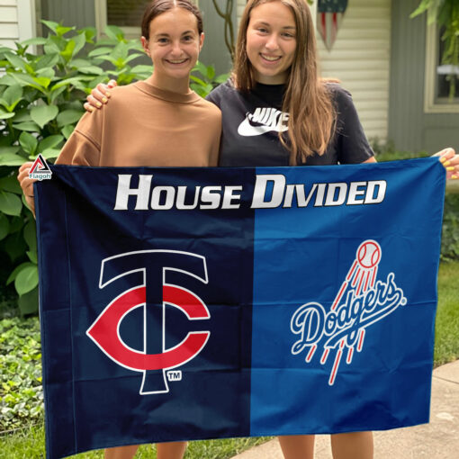 Twins vs Dodgers House Divided Flag, MLB House Divided Flag