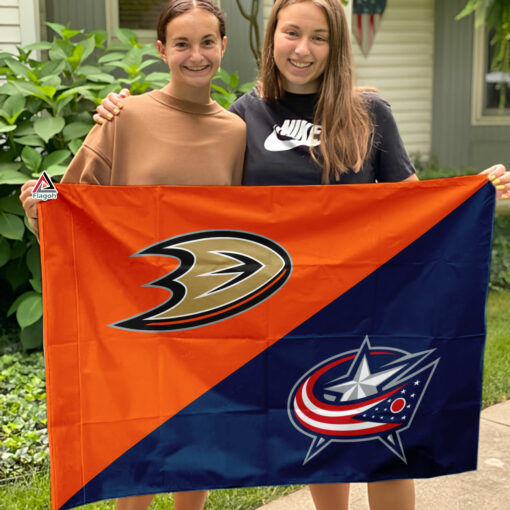 Ducks vs Blue Jackets House Divided Flag, NHL House Divided Flag