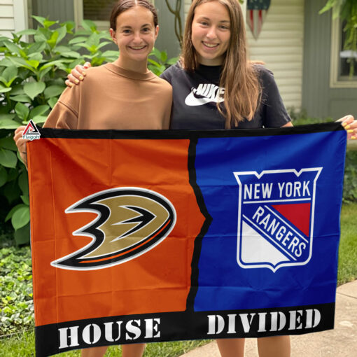 Ducks vs Rangers House Divided Flag, NHL House Divided Flag