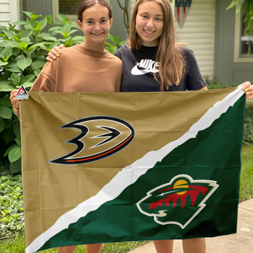 Ducks vs Wild House Divided Flag, NHL House Divided Flag