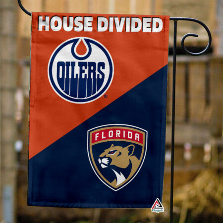 Oilers vs Panthers House Divided Flag, NHL House Divided Flag