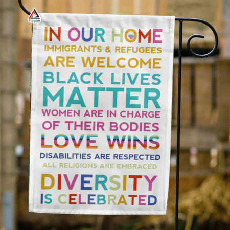 In Our Home Garden Flag, BLM Yard Flag, Feminist Housewarming Flag, Be Kind Home Decor