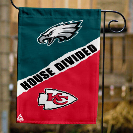 Eagles vs Chiefs House Divided Flag, NFL House Divided Flag