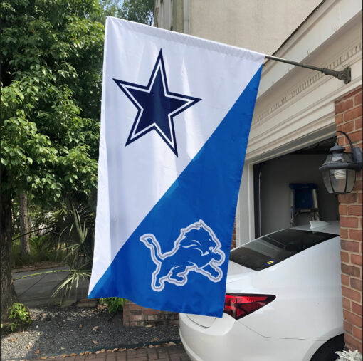 Cowboys vs Lions House Divided Flag, NFL House Divided Flag