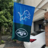 Lions vs Jets House Divided Flag, NFL House Divided Flag
