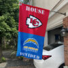 Chiefs vs Chargers House Divided Flag, NFL House Divided Flag