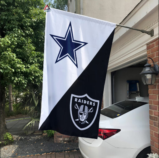 Cowboys vs Raiders House Divided Flag, NFL House Divided Flag