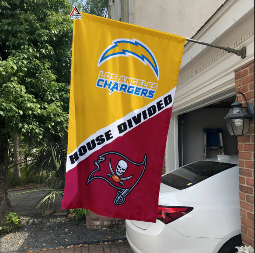 Chargers vs Buccaneers House Divided Flag, NFL House Divided Flag