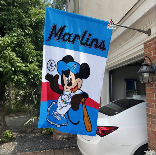 Miami Marlins x Mickey Baseball Flag, MLB Premium Flag