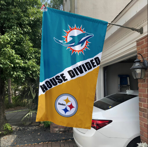 Dolphins vs Steelers House Divided Flag, NFL House Divided Flag