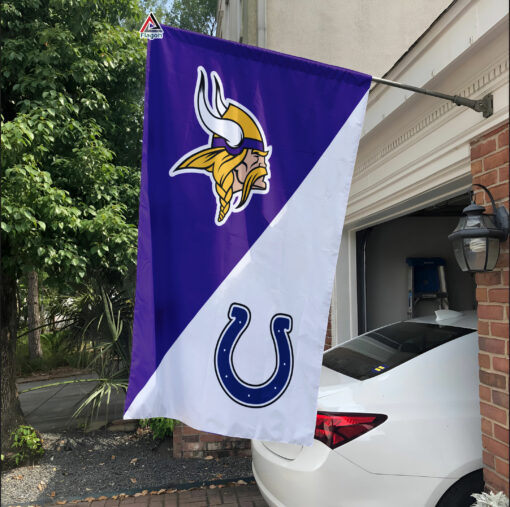 Vikings vs Colts House Divided Flag, NFL House Divided Flag