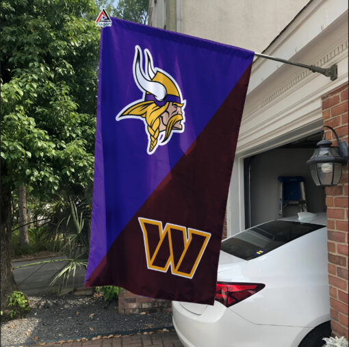 Vikings vs Commanders House Divided Flag, NFL House Divided Flag