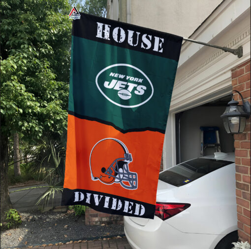 Jets vs Browns House Divided Flag, NFL House Divided Flag