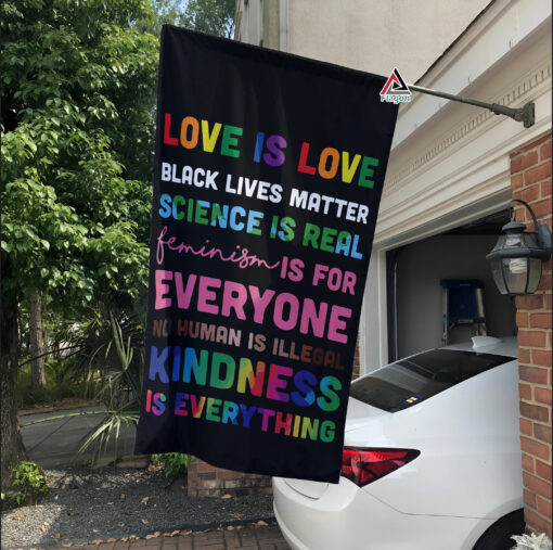 Love Is Love Outdoor Flag, Black Justice Flag, Equal Rights Home Gift, Black Lives Yard Decor