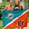 Dolphins vs Bengals House Divided Flag, NFL House Divided Flag