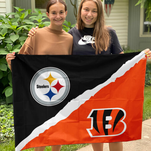 Steelers vs Bengals House Divided Flag, NFL House Divided Flag
