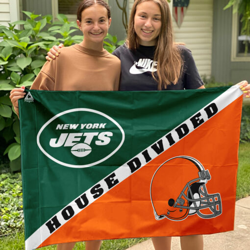 Jets vs Browns House Divided Flag, NFL House Divided Flag