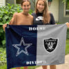 Cowboys vs Raiders House Divided Flag, NFL House Divided Flag