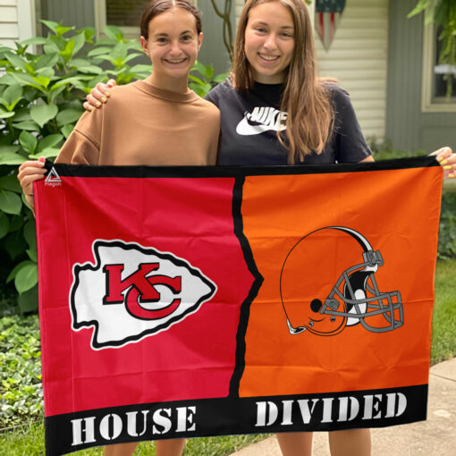 Chiefs vs Browns House Divided Flag, NFL House Divided Flag