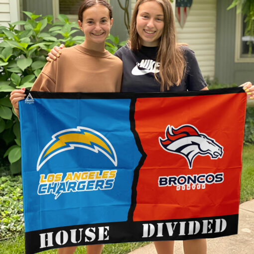 Chargers vs Broncos House Divided Flag, NFL House Divided Flag