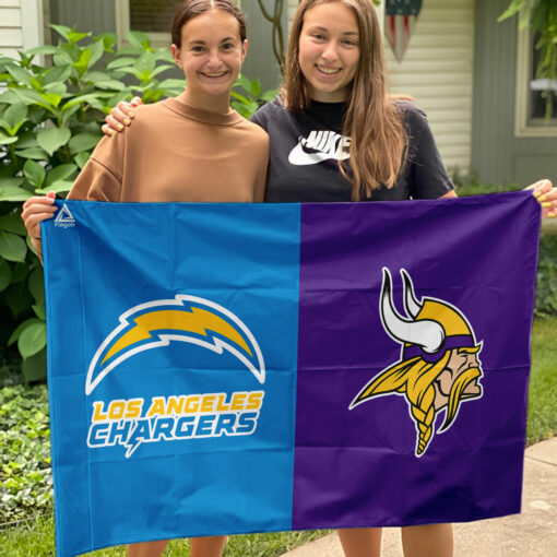 Chargers vs Vikings House Divided Flag, NFL House Divided Flag