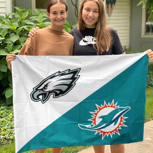 Eagles vs Dolphins House Divided Flag, NFL House Divided Flag