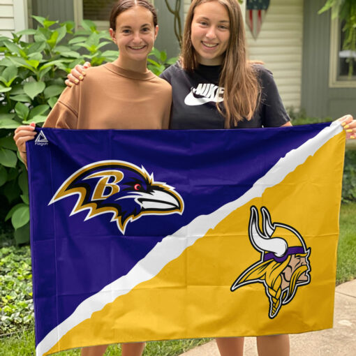 Ravens vs Vikings House Divided Flag, NFL House Divided Flag