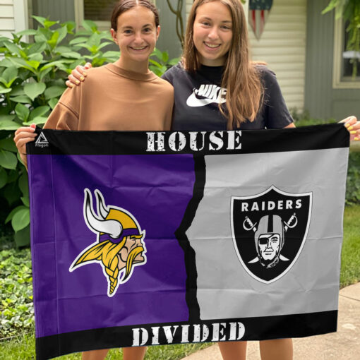 Vikings vs Raiders House Divided Flag, NFL House Divided Flag