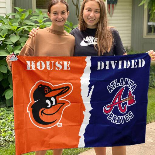 Orioles vs Braves House Divided Flag, MLB House Divided Flag