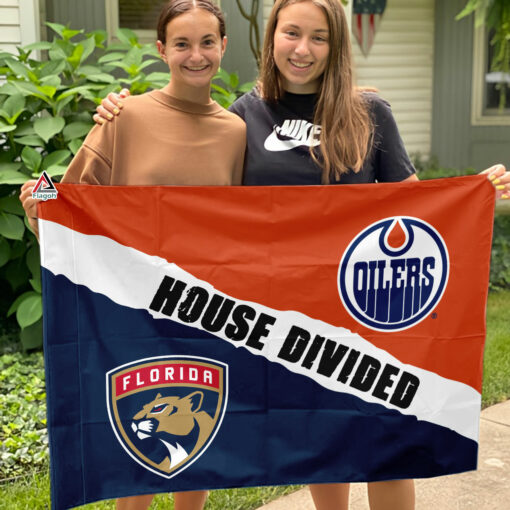 Oilers vs Panthers House Divided Flag, NHL House Divided Flag