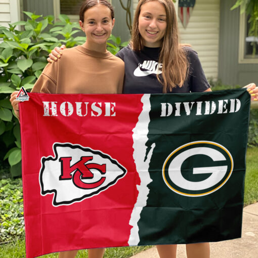 Chiefs vs Packers House Divided Flag, NFL House Divided Flag