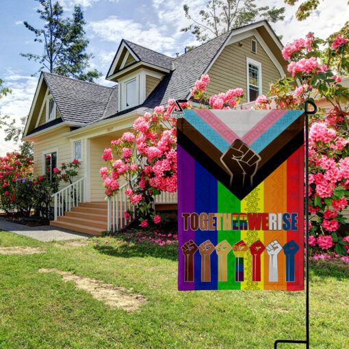 Together We Rise LGBT Pride Garden Flag, Intersex Inclusive Progress Pride House Flag, LGBT Pride Home Decor