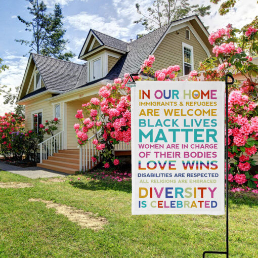 In Our Home Garden Flag, BLM Yard Flag, Feminist Housewarming Flag, Be Kind Home Decor