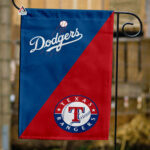 Dodgers vs Rangers House Divided Flag, MLB House Divided Flag