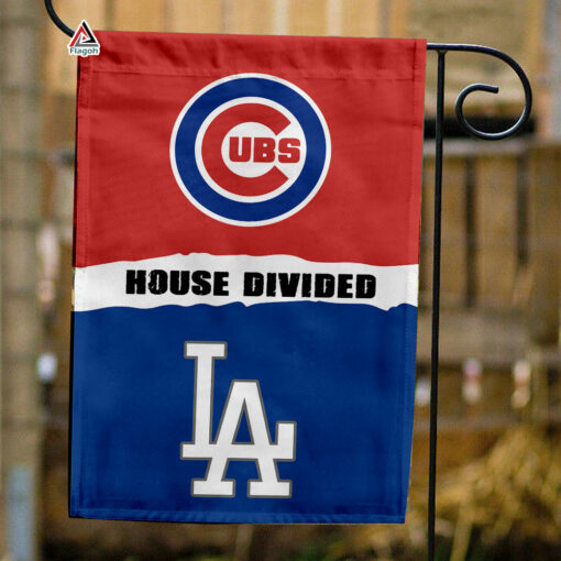 Cubs vs Dodgers House Divided Flag, MLB House Divided Flag