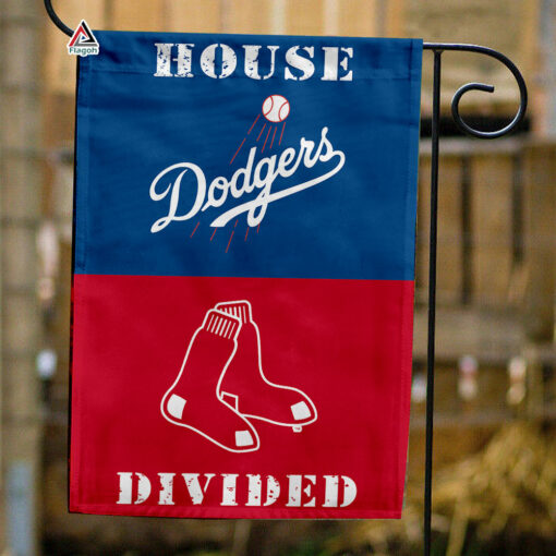 Dodgers vs Red Sox House Divided Flag, MLB House Divided Flag