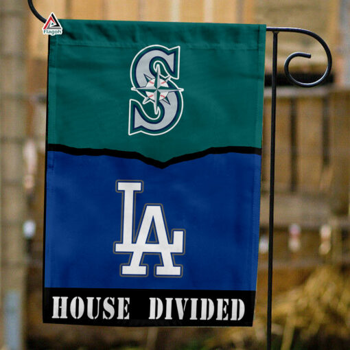 Mariners vs Dodgers House Divided Flag, MLB House Divided Flag