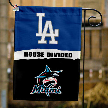 Dodgers vs Marlins House Divided Flag, MLB House Divided Flag