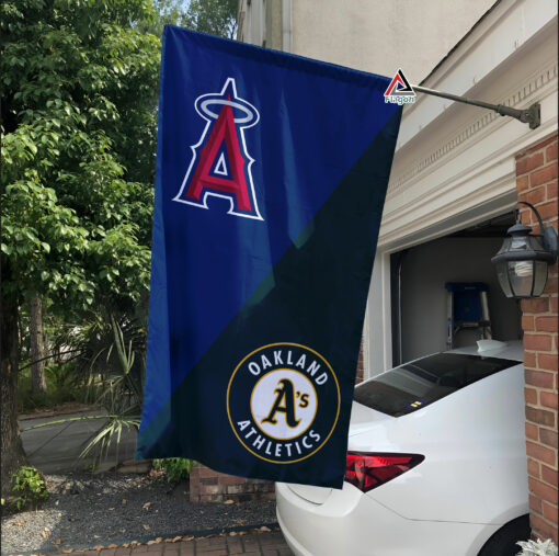 Angels vs Athletics House Divided Flag, MLB House Divided Flag