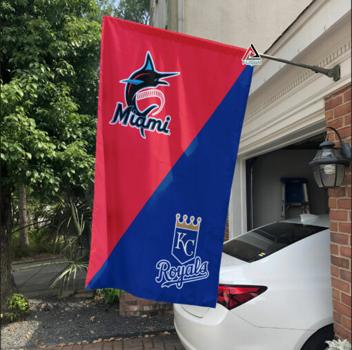 Marlins vs Royals House Divided Flag, MLB House Divided Flag