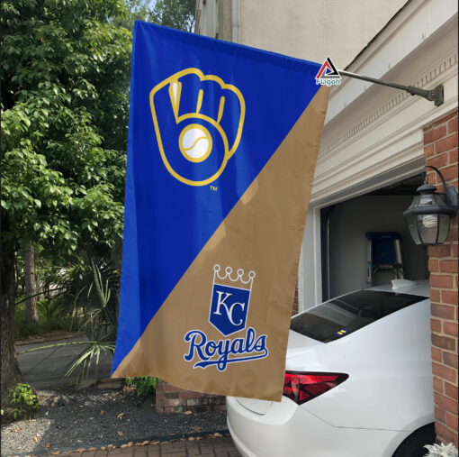 Brewers vs Royals House Divided Flag, MLB House Divided Flag