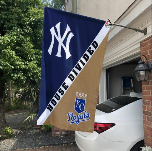 Yankees vs Royals House Divided Flag, MLB House Divided Flag