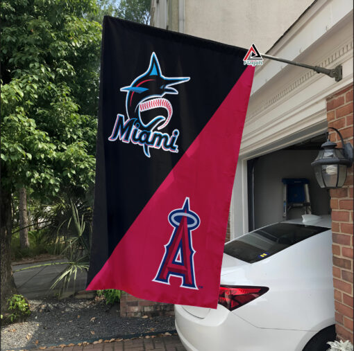 Marlins vs Angels House Divided Flag, MLB House Divided Flag