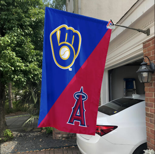 Brewers vs Angels House Divided Flag, MLB House Divided Flag