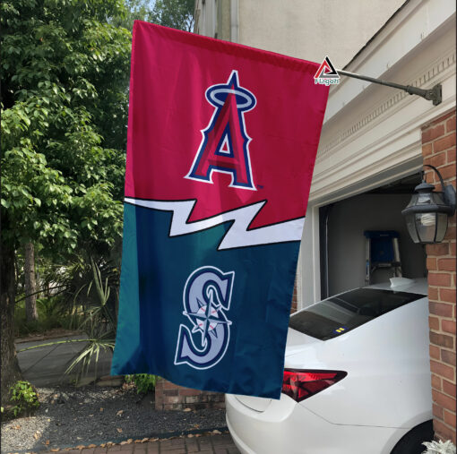 Angels vs Mariners House Divided Flag, MLB House Divided Flag